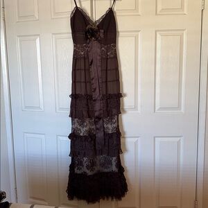 NWT BASIX II Elegant Brown Lace Dress with flower bow